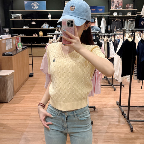 韓國 Who.A.U Steve V-neck Short Sleeve Sweater【WA142】
