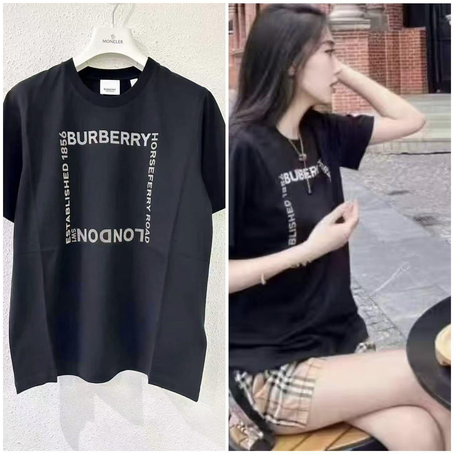 BurberryHorseferry Square Print Cotton T Shirt 【YS107】