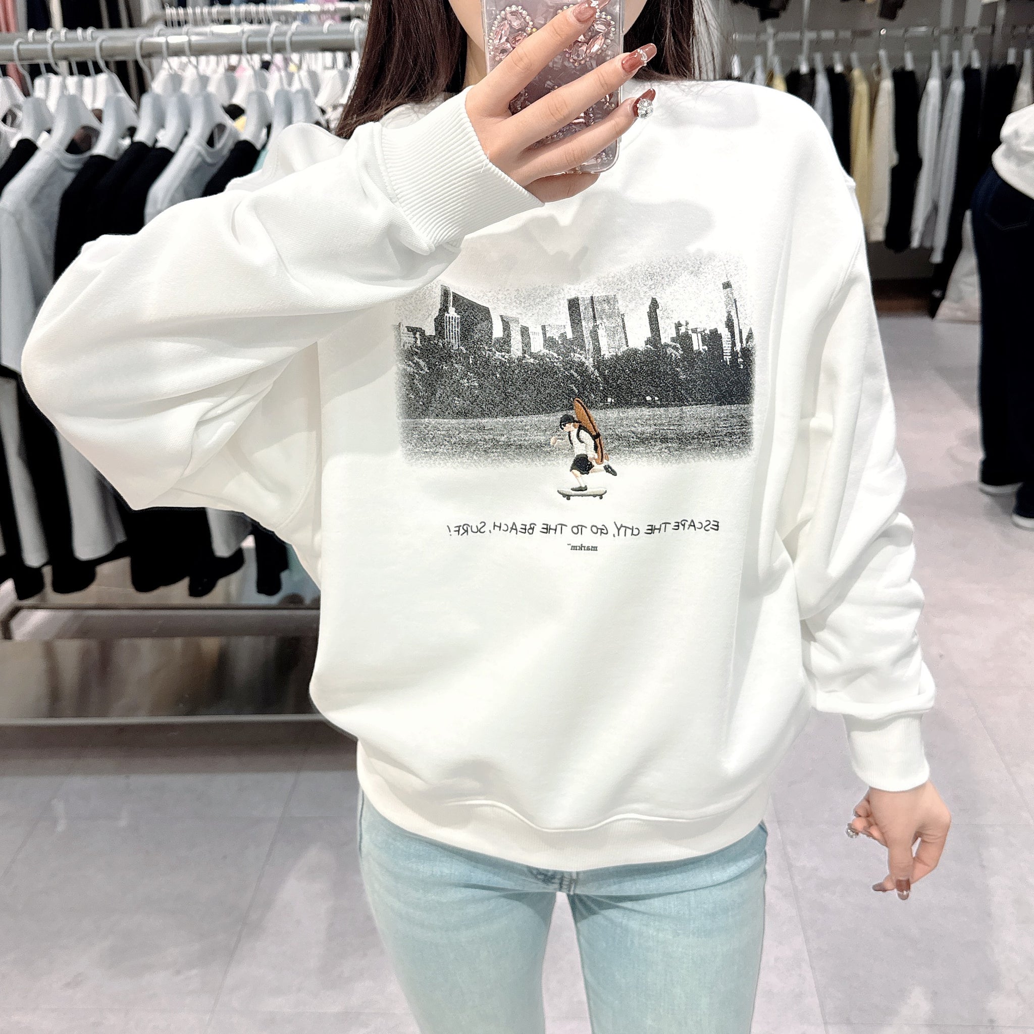 韓國 Markm MONO VINTAGE PRINT BOARDER SWEATSHIRT【MA082】