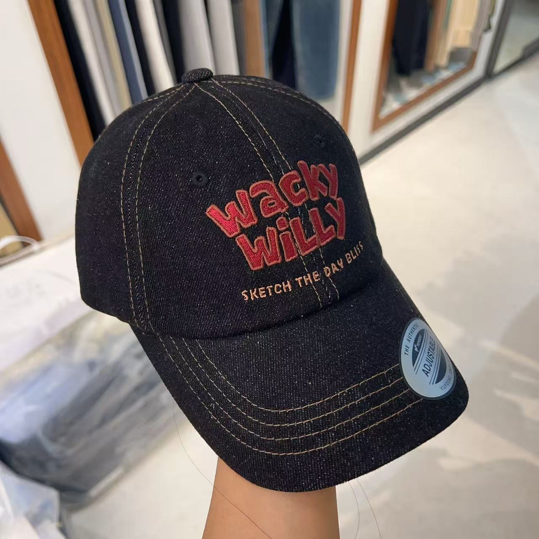 韓國 Wacky Willy Typo Denim Ball Cap【WW044】