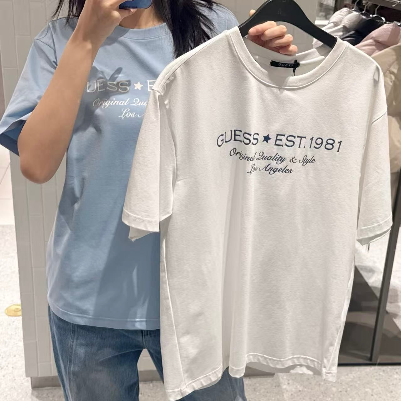 韓國 Guess Uni Semi-Over Aerocool Lettering Short Sleeve T-Shirt【GU004】