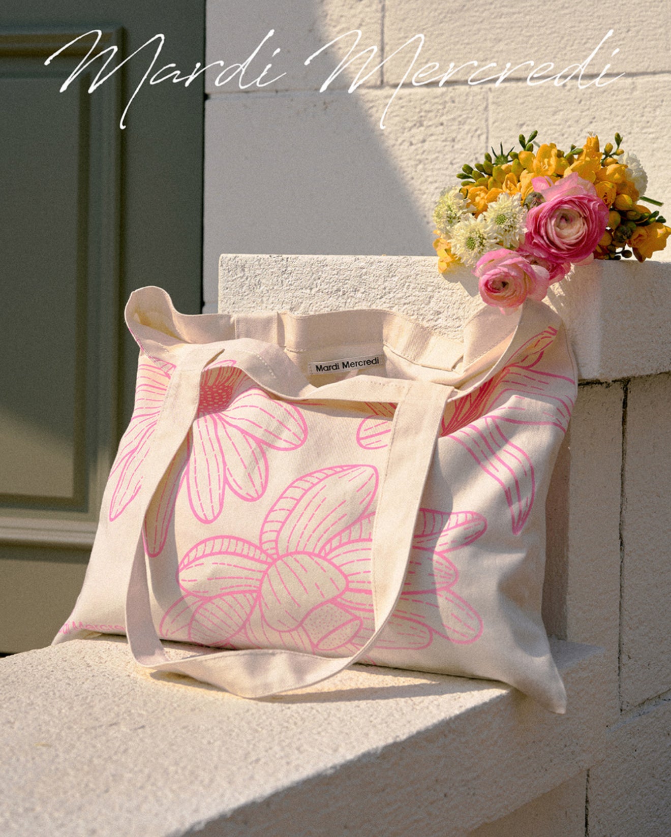 韓國 Mardi Mercredi CANVAS BAG TRIPLE FLOWER 【MM043】