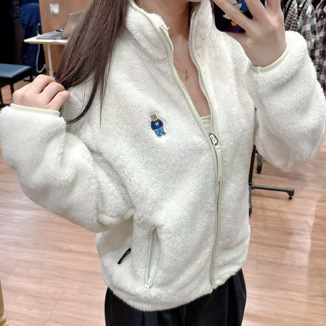 韓國 WhoAU Steve Fur Fleece Zip-Up【WA245】