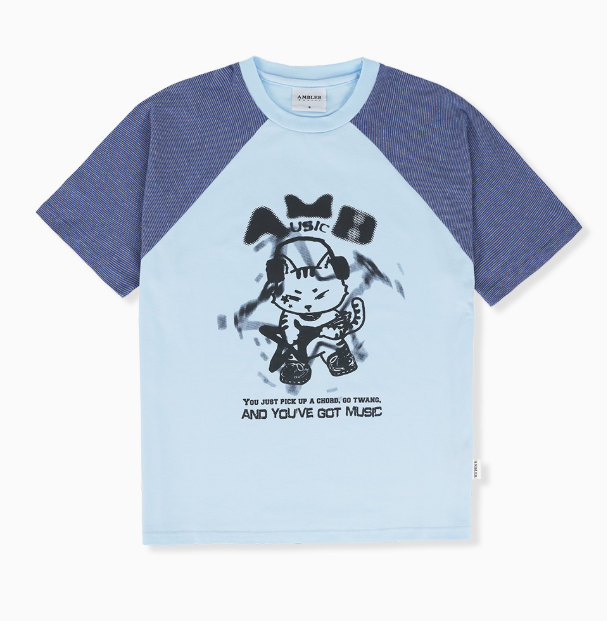 韓國 Ambler I Am A Cool Cat Raglan Graphic Short Sleeve T-shirt【AR109】