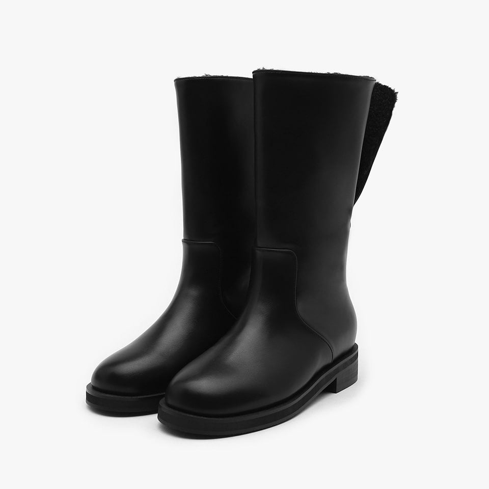 韓國 Sappun Bendor fur-lined mid-calf boots (3.5cm)【AU038】