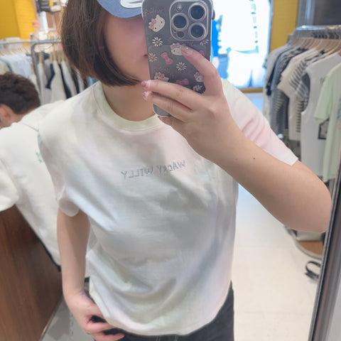 韓國 Wacky Willy Women's Blur Graphic Short Sleeve T-Shirt【WW216】