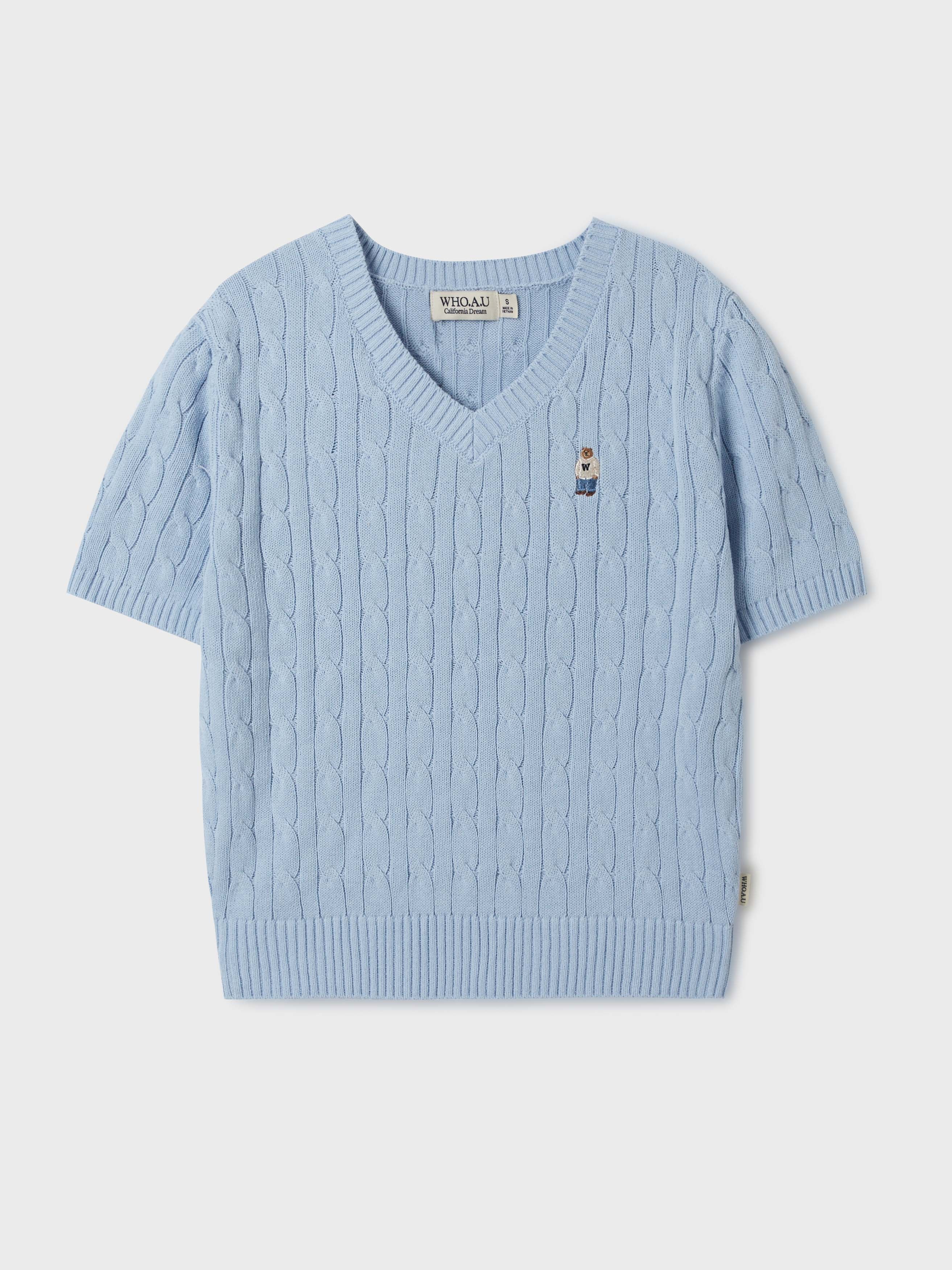 【現貨】韓國 WhoAU Steve V-neck Short Sleeve Sweater【WA142】
