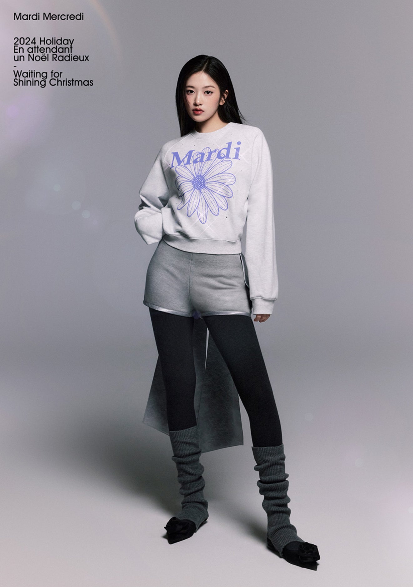 韓國 Mardi Mercredi SWEATSHIRT RAGLAN FLOWERMARDI STONE EMBELLISHED【MM005】 - STT Mall HK 靚太網購