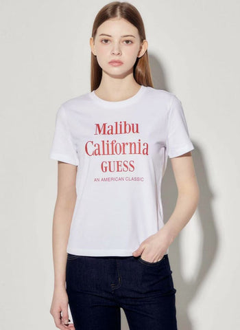 韓國 Guess Women's Malibu Lettering Short Sleeve T-Shirt【GU012】
