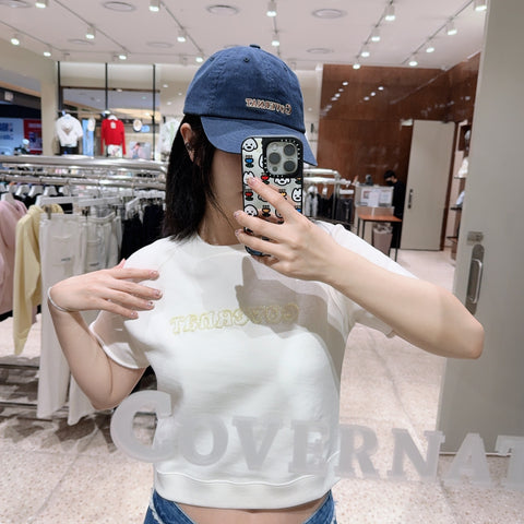韓國 Covernat Women's Crop Pearl Cooper Logo T-shirt【CO166】