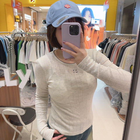 韓國 Wacky Willy Women's Eyelet Guard Long Sleeve T-Shirt【WW149】