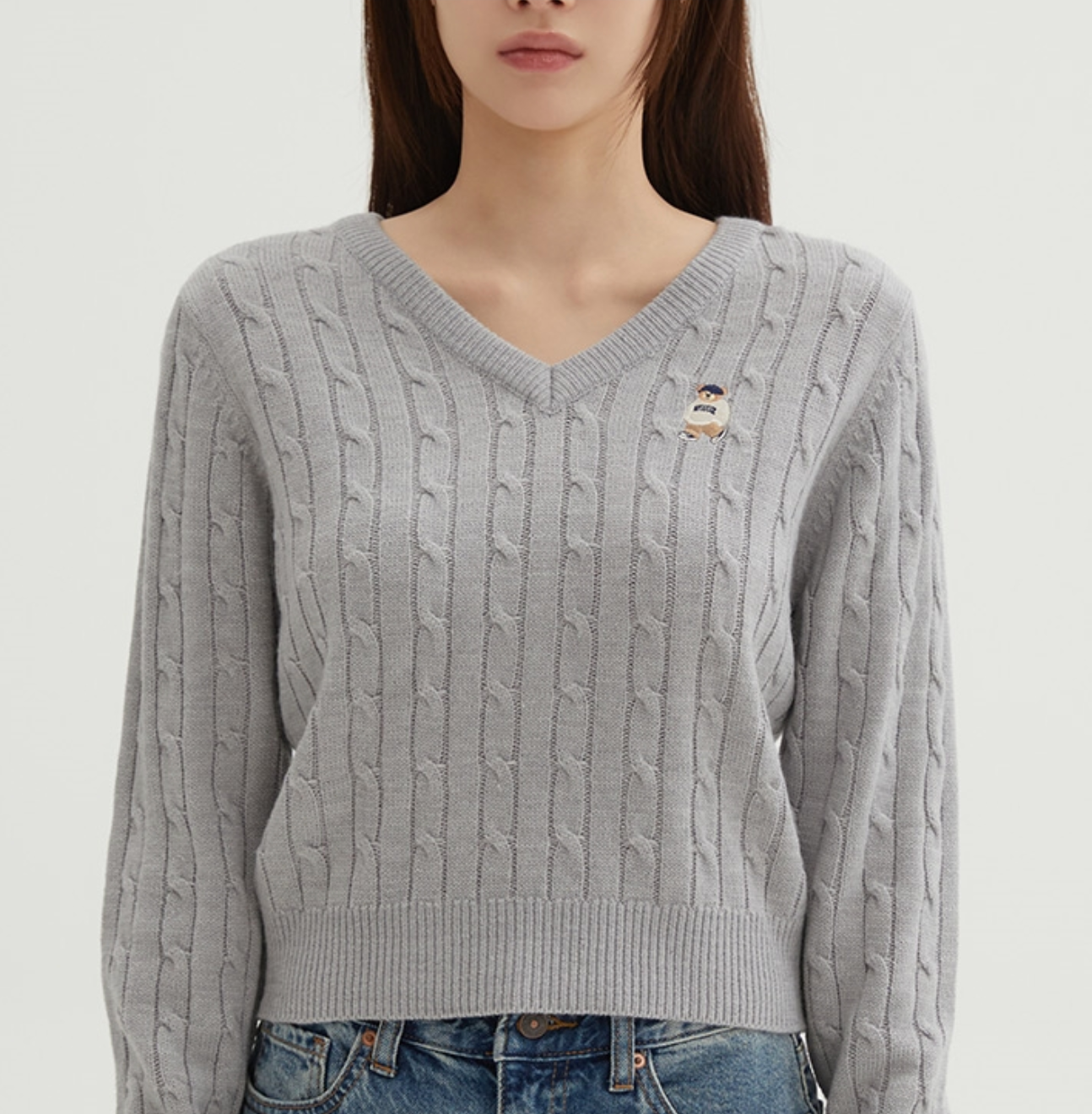 韓國 SPAO Cable V-neck Crop Sweater【SP210】