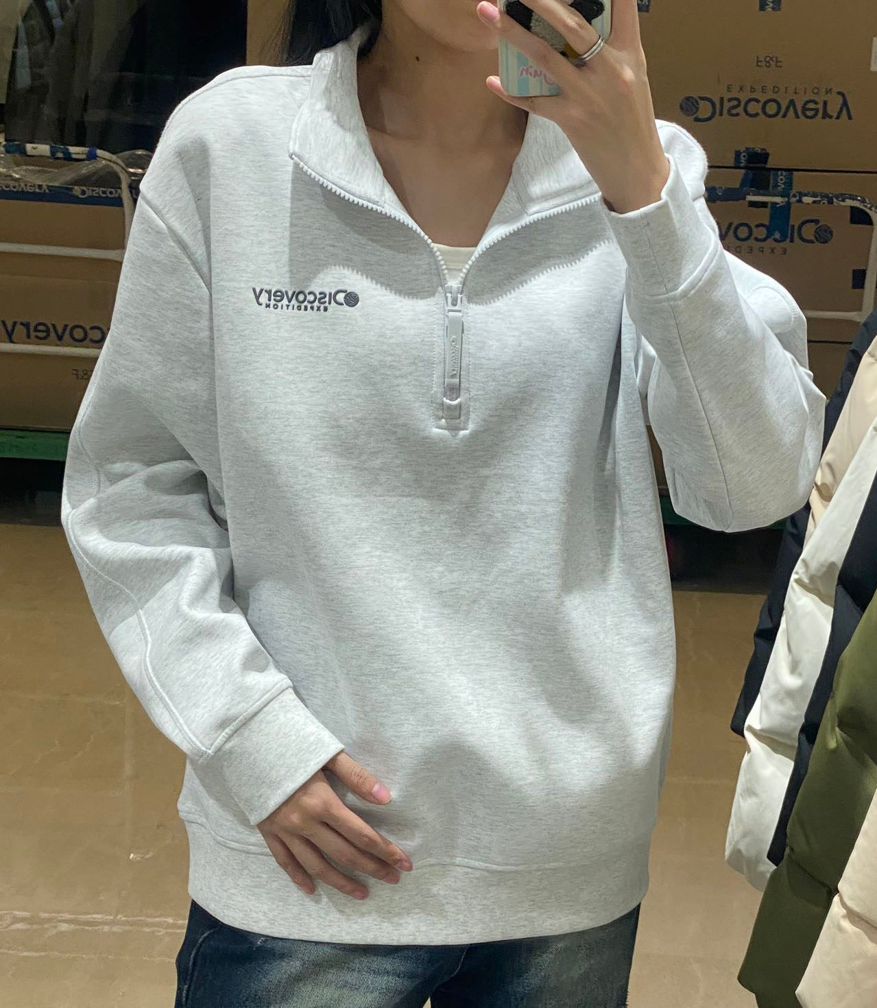 韓國 Discovery Knit Essential Half Zip-Up Training Sweatshirt【DY062】