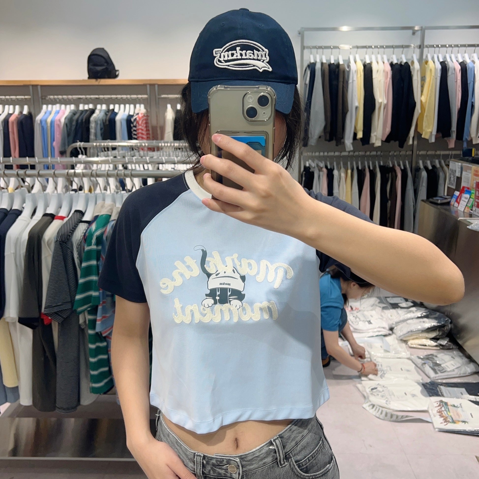 韓國 Markm (W) RAGLAN MARKO CROP T-SHIRTS【MA139】