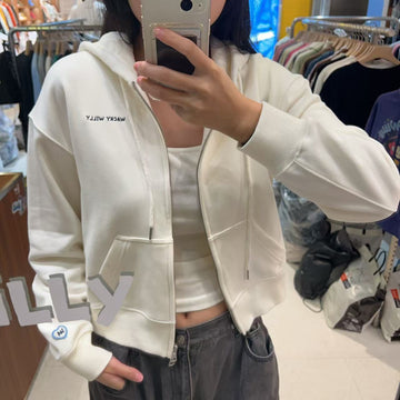 韓國 Wacky Willy Women's Typo Logo Crop Hoodie【WW026】