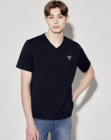 韓國 Guess Men's Aerocool Mini Triangle V-Neck Short Sleeve T-Shirt【GU023】