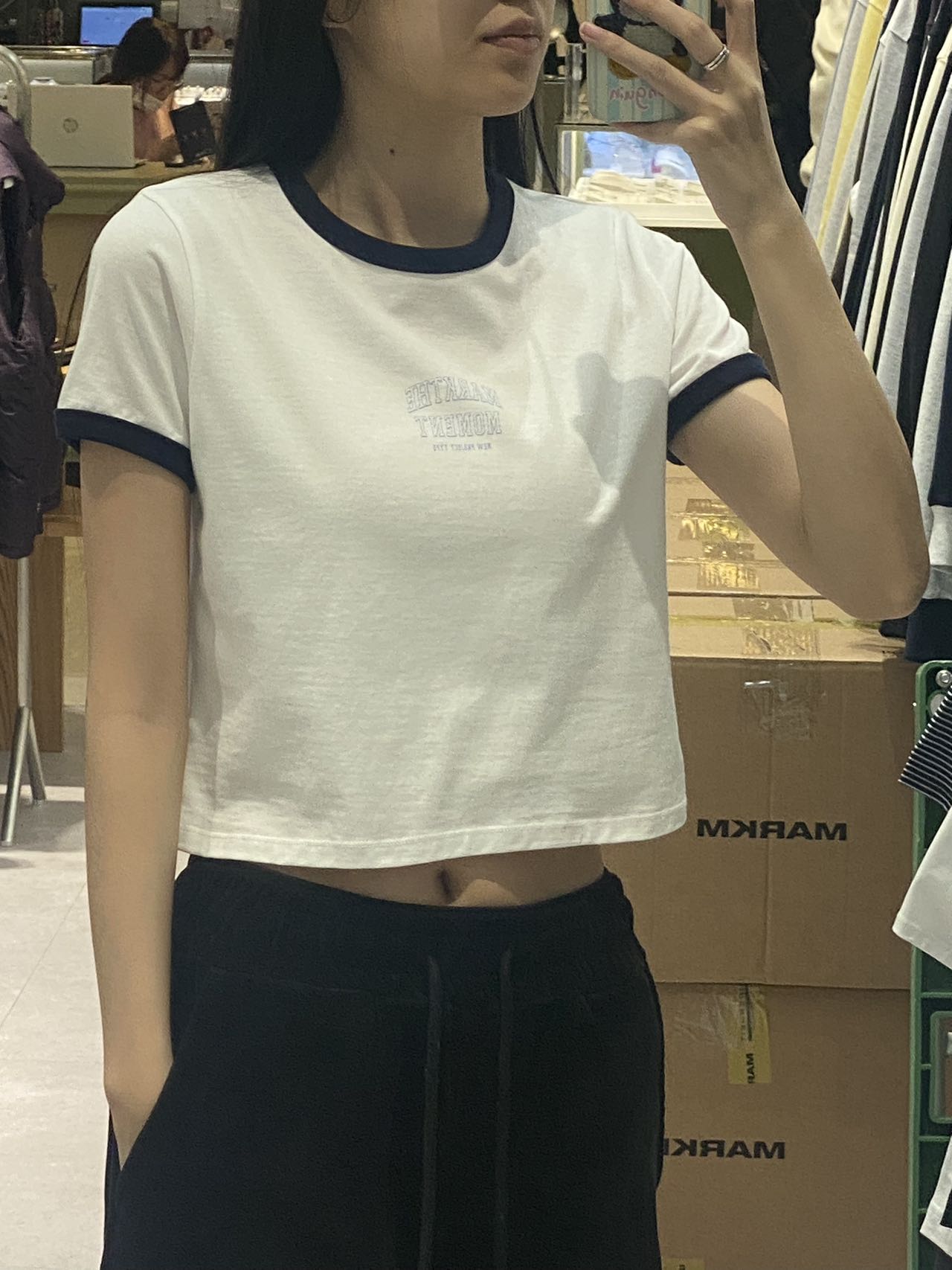 韓國 Markm SLOGAN CROP RINGER T-SHIRT【MA053】 - STT Mall HK 靚太網購