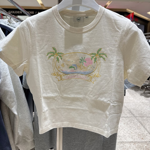 韓國 Covernat Women's Crop Beach Palm T-Shirt【CO184】