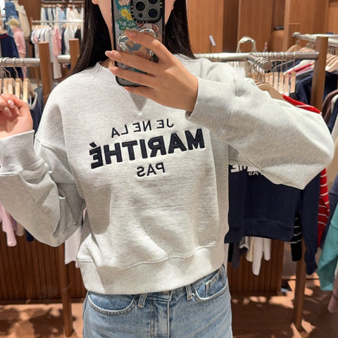 韓國 Marithe Francois Girbaud W APPLIQUE LOGO CROP SWEATSHIRT【MF325】 - Image