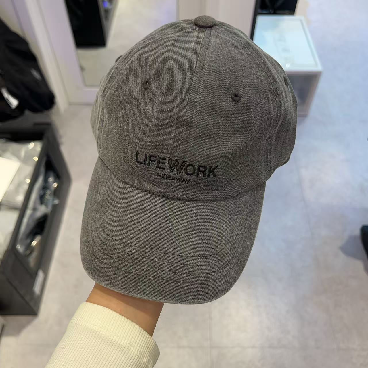 韓國 LifeWork Logo Embroidered Washed Soft Ball Cap【LW045】