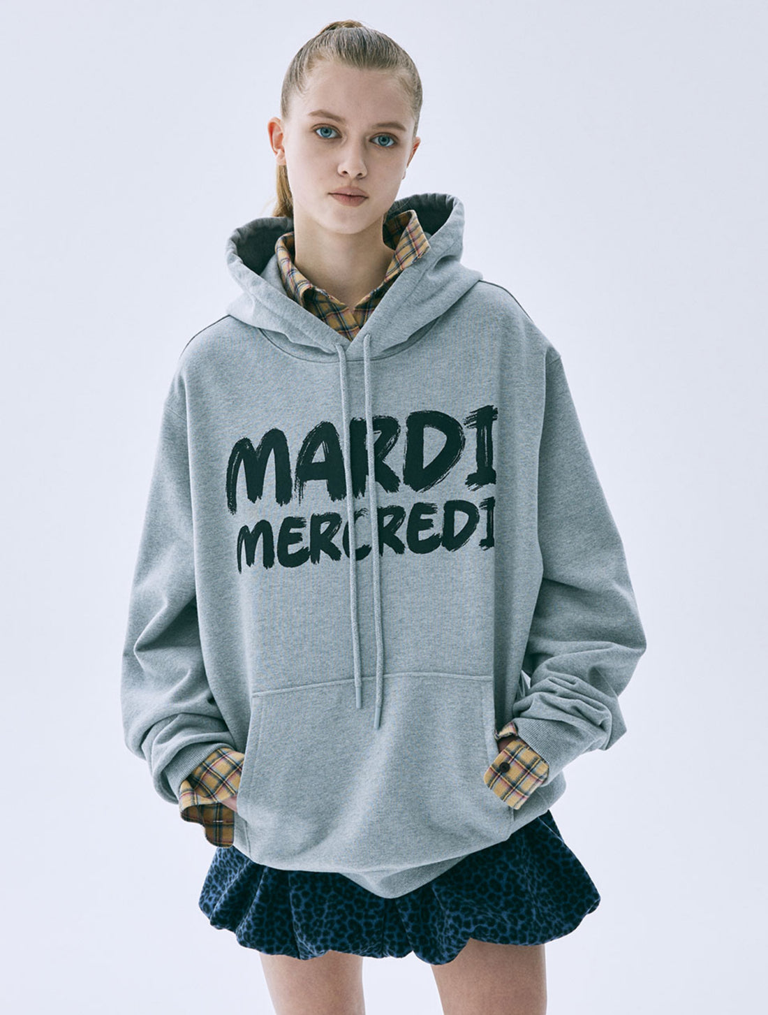 韓國 Mardi Mercredi Oversized Hoody Brush Logo Contrast【MM183】