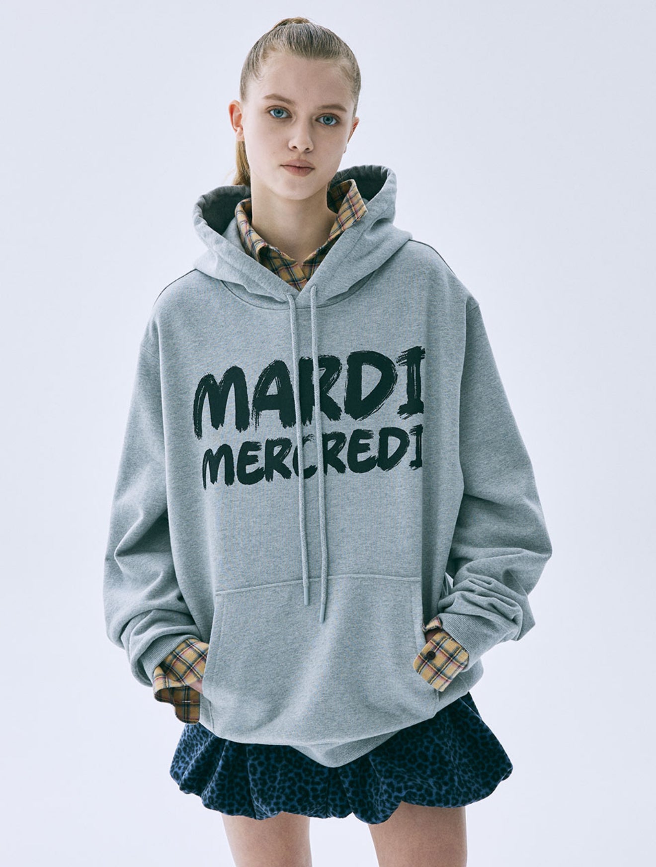 韓國 Mardi Mercredi Oversized Hoody Brush Logo Contrast【MM183】