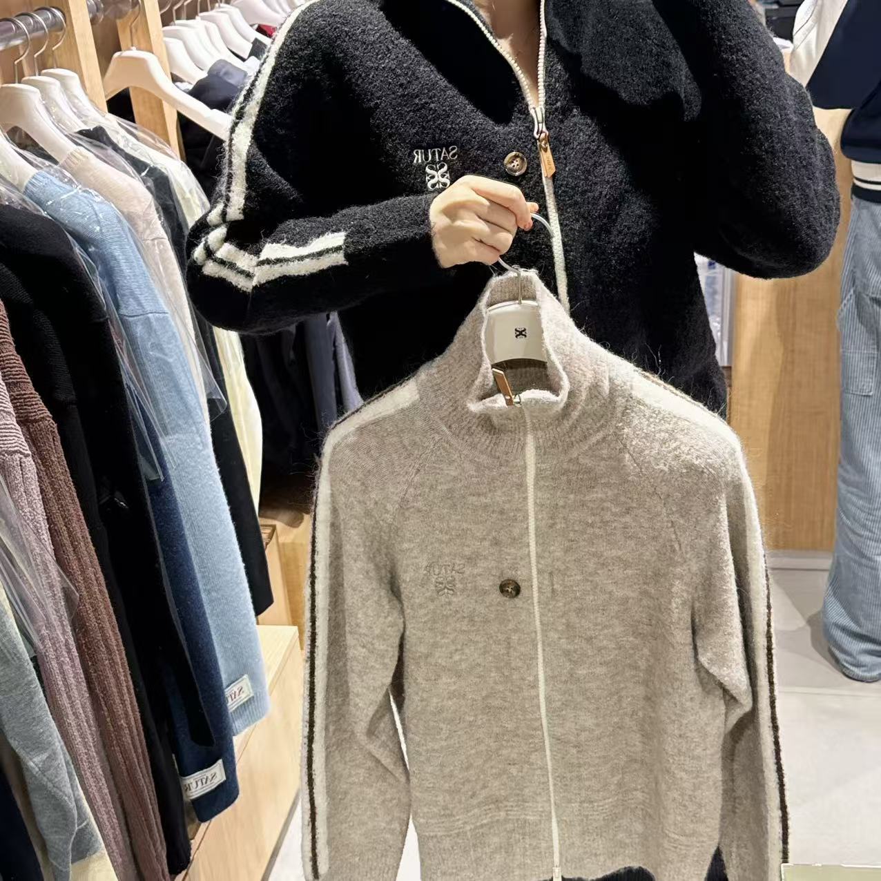 韓國 Satur Lawton Boucle Knit Zip-Up【SR186】