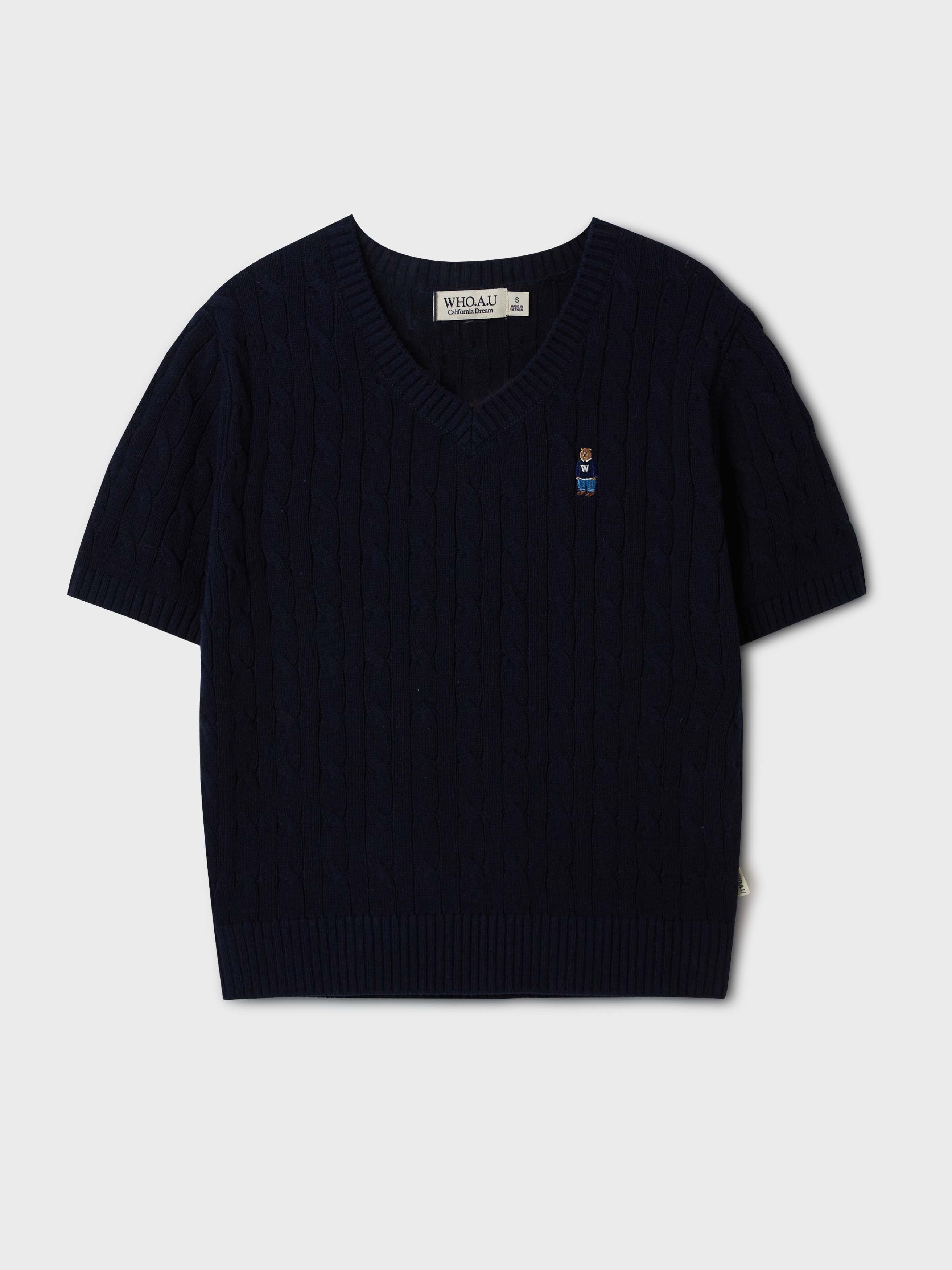 【現貨】韓國 WhoAU Steve V-neck Short Sleeve Sweater【WA142】