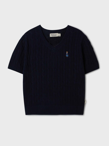 韓國 Who.A.U Steve V-neck Short Sleeve Sweater【WA142】