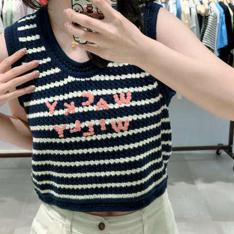韓國 Wacky Willy Women's Short Striped Vest【WW166】
