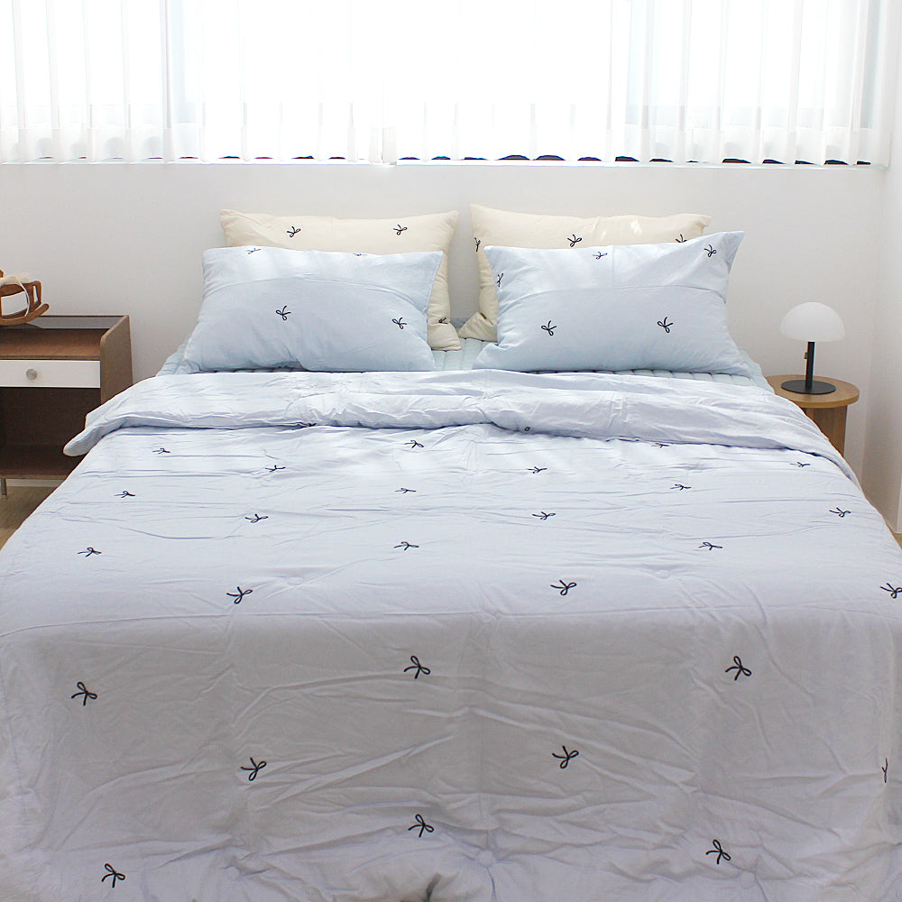 韓國 浪滿六月法式蝴蝶刺繡結莫代爾(無花邊)【SM418】