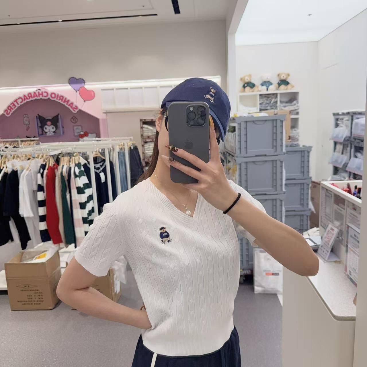 韓國 SPAO V-neck short-sleeved knit【SP090】