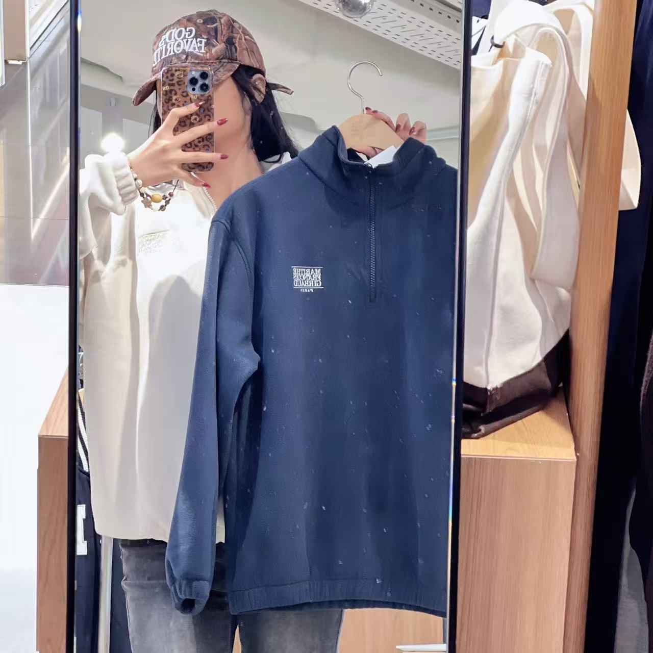 韓國 Marithe Francois Girbaud Classic Logo Half Neck Fleece Sweatshirt【MF769】