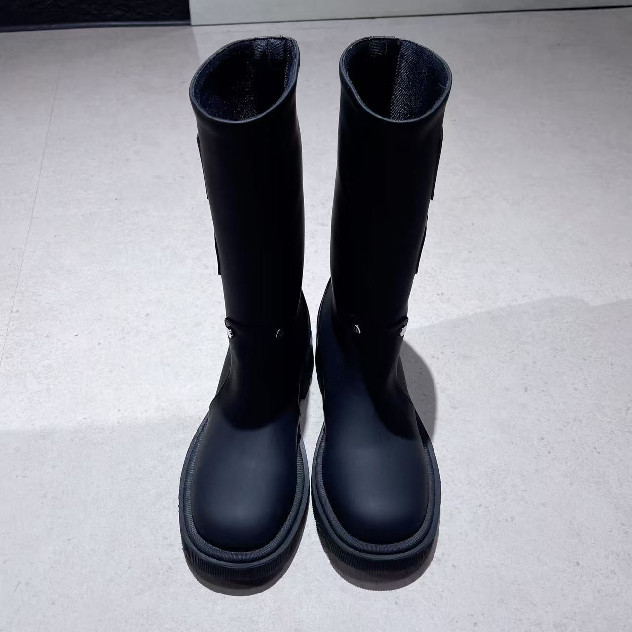 韓國 Mucent Philo Rivet Point Side Leather Patch Tall Rain Snow Boots【MU155】