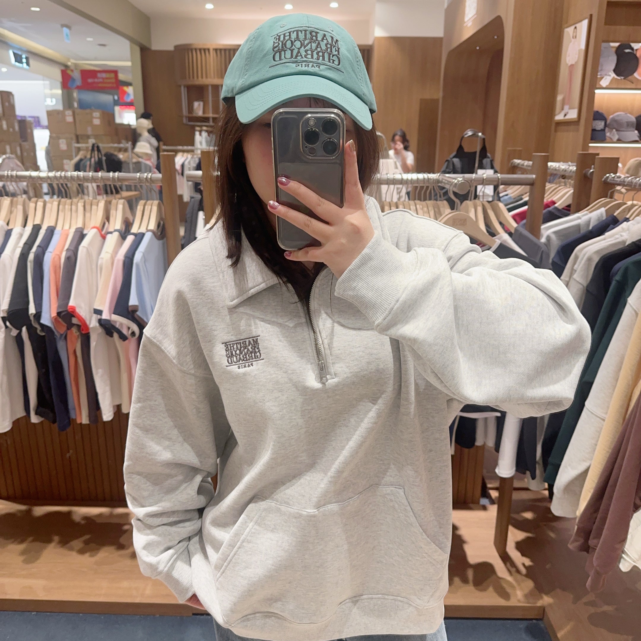 韓國 Marithe Francois Girbaud Classic Logo Collar Half Zipup Sweatshirt 【MF297】
