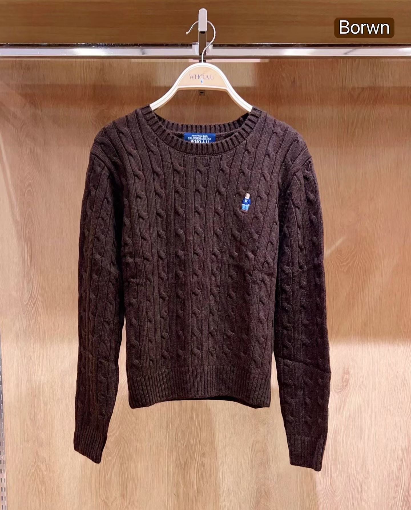 韓國 WhoAU Steve Cable R-neck Pull over【WA193】