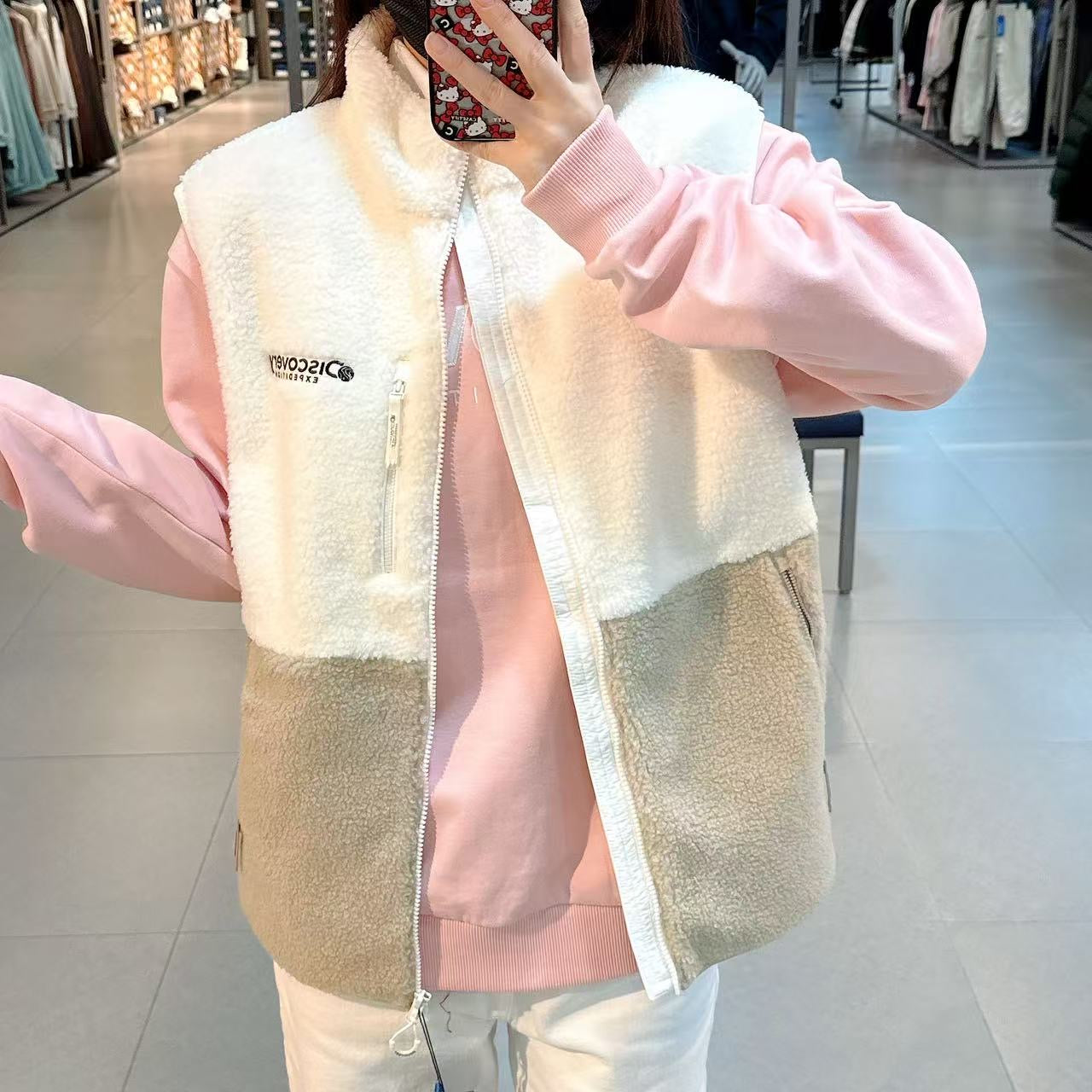 韓國 Discovery Universal Tech Fleece Colorblock Vest【DY148】