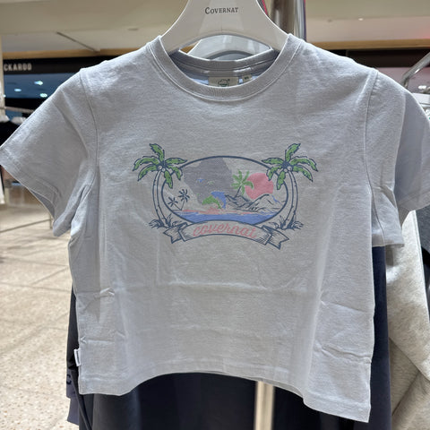 韓國 Covernat Women's Crop Beach Palm T-Shirt【CO184】
