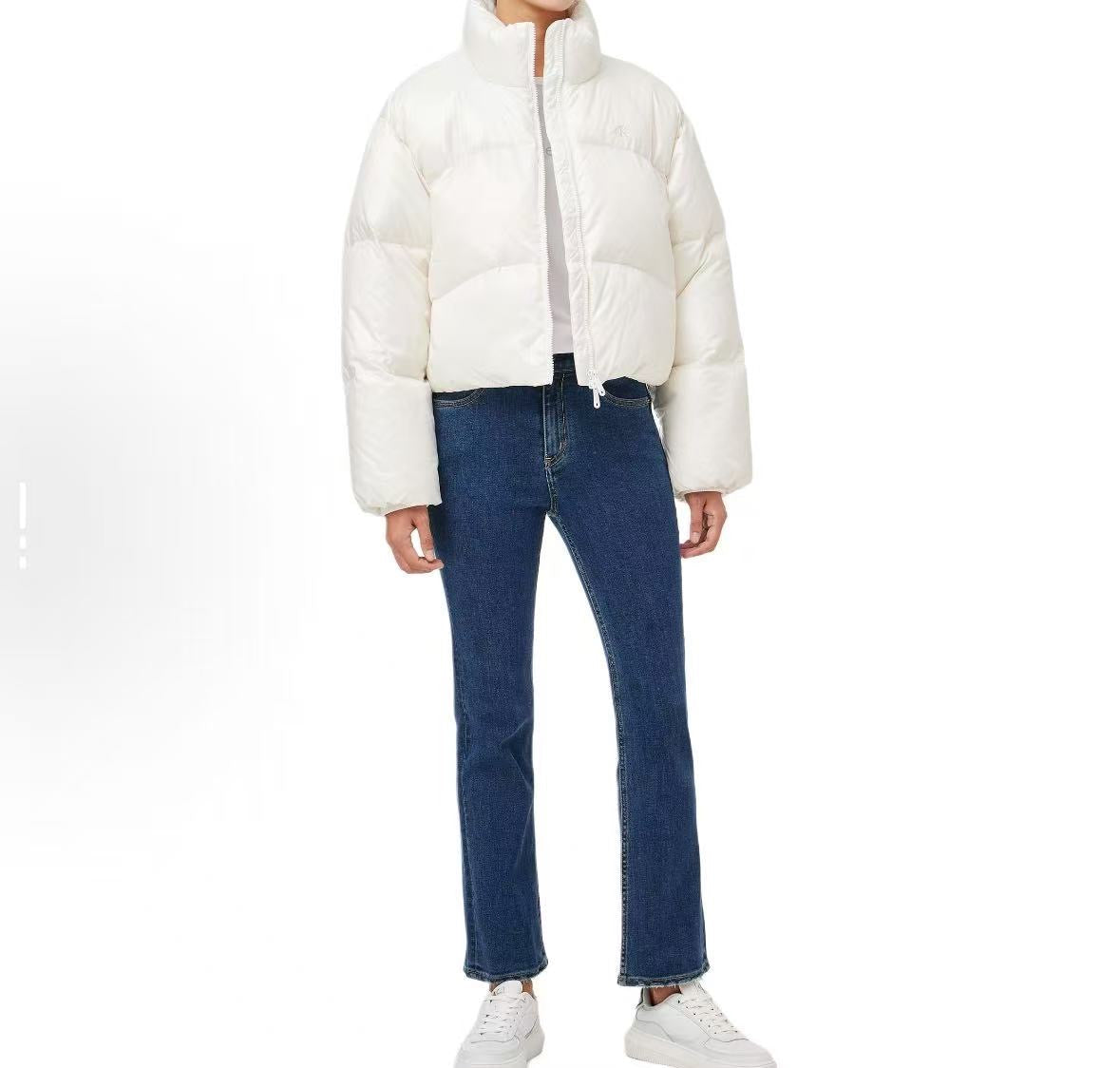 韓國 Calvin Klein Women's Crop Glossy Curved Quilted Down Puffer【CK004】