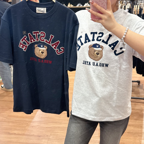 韓國 Who.A.U Steve Campus Arch Letter T-shirt【WA135】