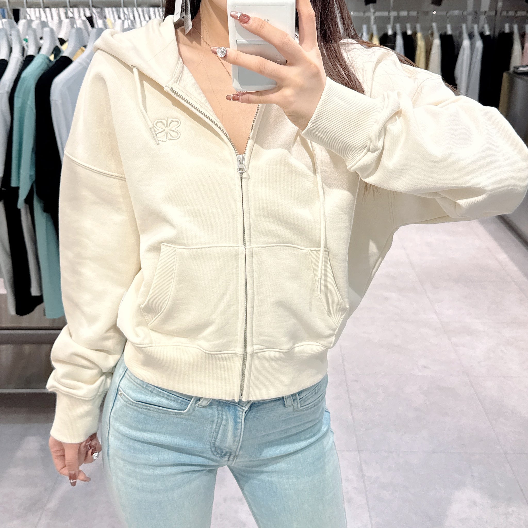 韓國 Markm (W) SYMBOL LOGO CROP HOODIE ZIP-UP【MA071】