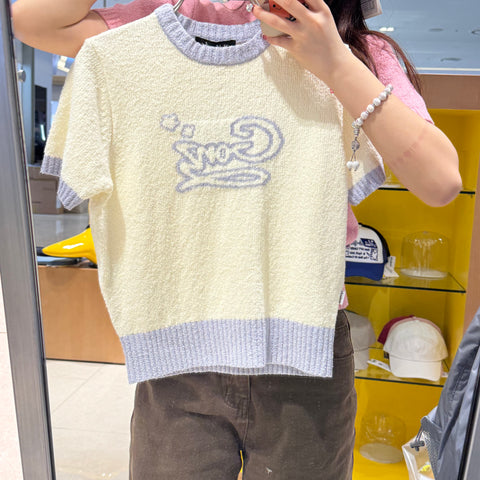 韓國 Mark Gonzales GONZ GRAPHIC WOMENS HALF SLEEVE KNIT TOP【MG163】
