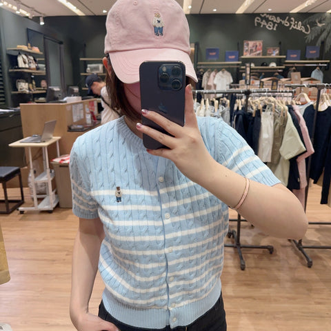 韓國 Who.A.U Steve Round Neck Short Sleeve Cardigan【WA125】