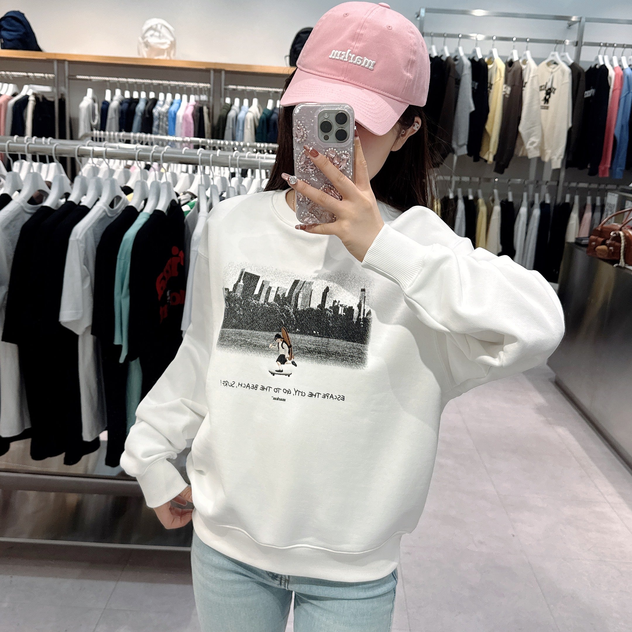 韓國 Markm MONO VINTAGE PRINT BOARDER SWEATSHIRT【MA082】