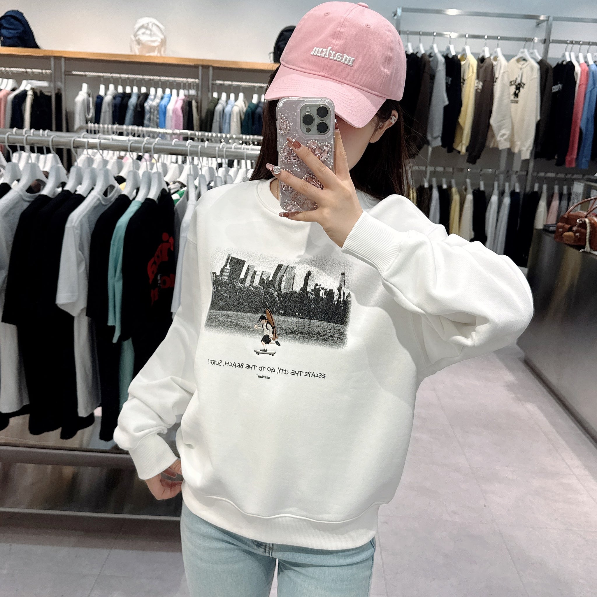 韓國 Markm MONO VINTAGE PRINT BOARDER SWEATSHIRT【MA082】
