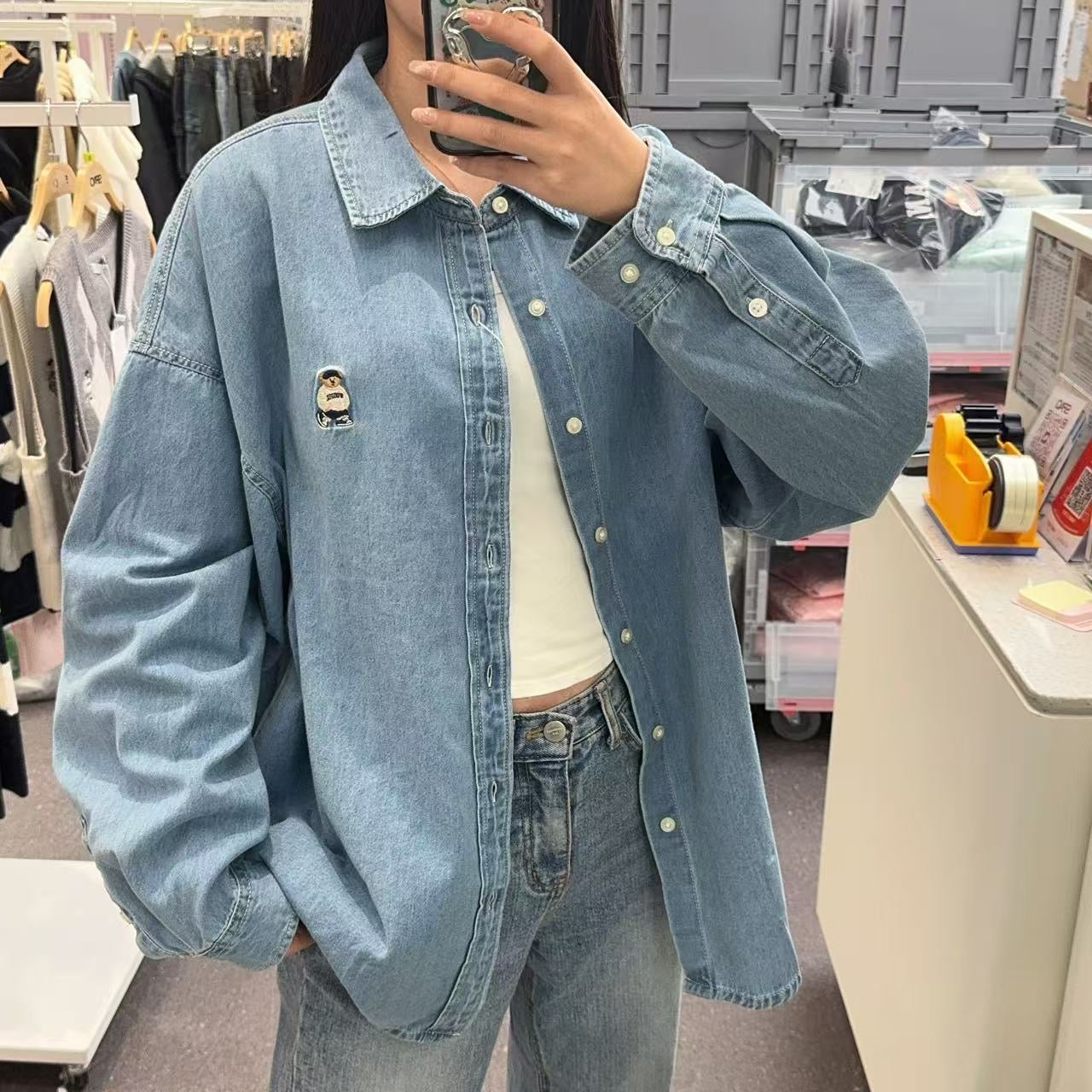 韓國 SPAO Denim Overfit Shirt【SP066】