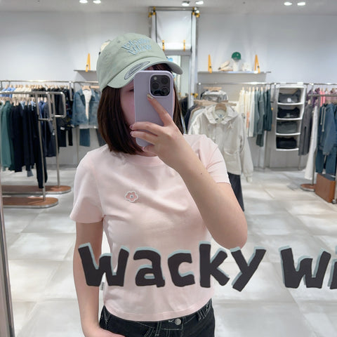 韓國 Wacky Willy Women's Lily Wappen Crop Short Sleeve T-Shirt【WW148】