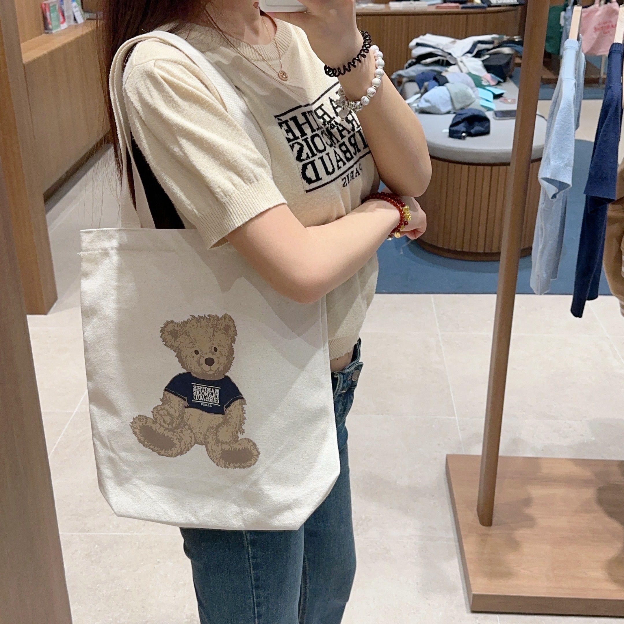 韓國 Marithe Francois Girbaud DOODLE BEAR ECO BAG【MF416】