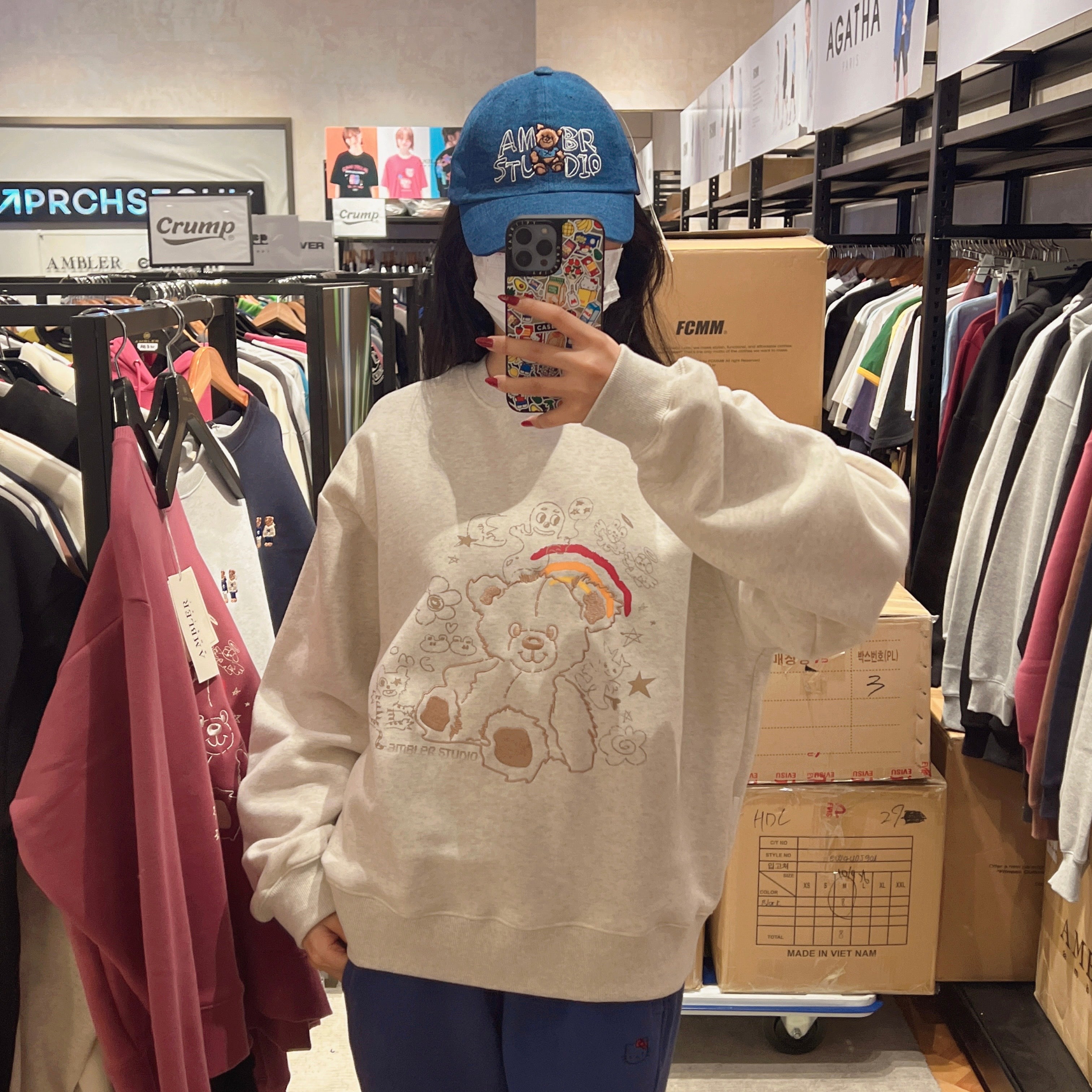 韓國 Ambler Rainbow Bear Embroidered Hoodie【AR055】 - STT Mall HK 靚太網購