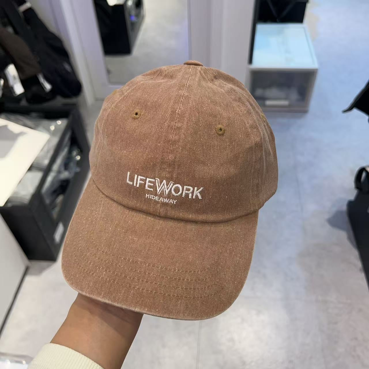 韓國 LifeWork Logo Embroidered Washed Soft Ball Cap【LW045】